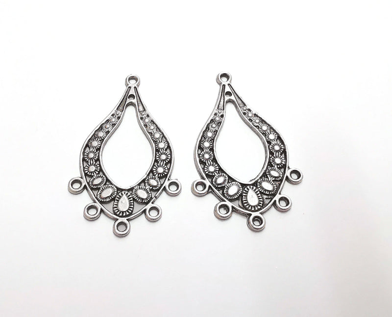 2 Drop Connector Charms Antique Silver Plated Charms  (47x28 mm)  G21204