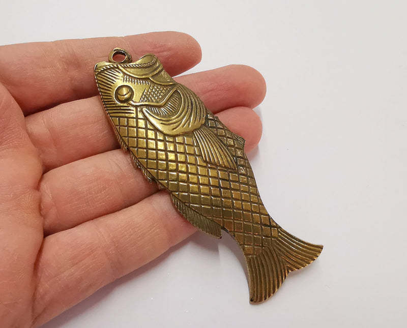 Fish Pendant Antique Bronze Plated Pendant (94x34mm)  G21214