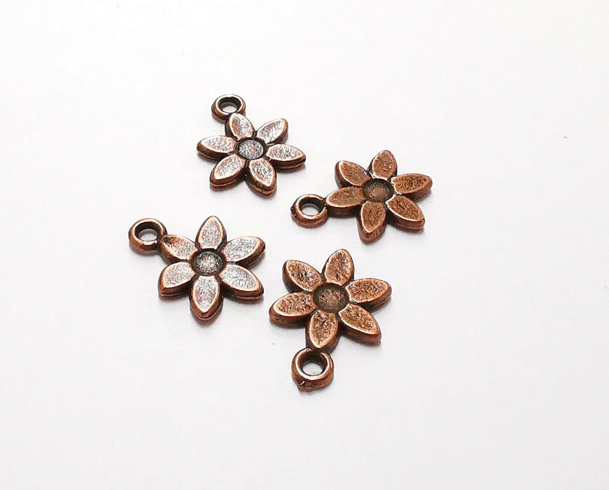 10 Flower Charms Antique Copper Plated Charms (17x12mm)  G21217