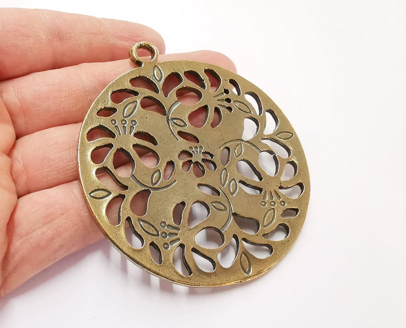 Flowers Pendant Antique Bronze Plated Pendant (82x73mm)  G21218