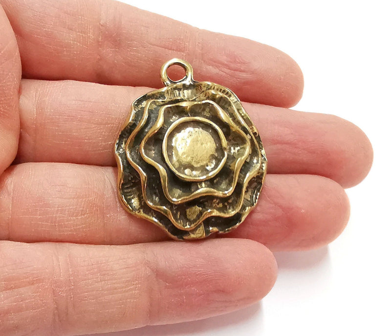 Flower Charms Blank Bezel Resin Bezel Mosaic Mountings Antique Bronze Plated Charms (41x34mm)( 11 mm Bezel Inner Size)  G25142
