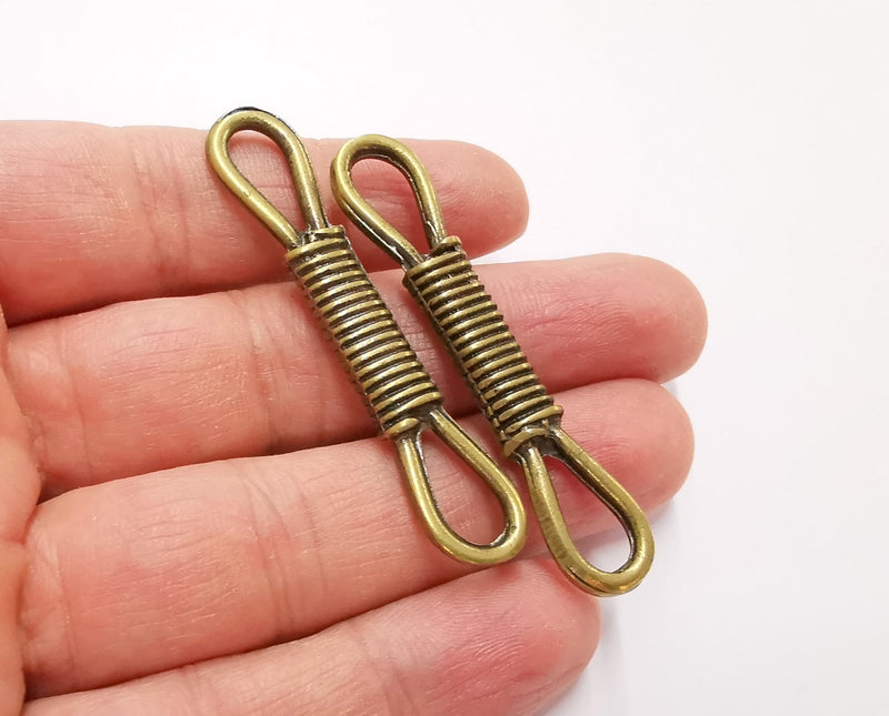2 Bales of Rope Charms Connector Antique Bronze Plated Charms (60x12mm) G21224