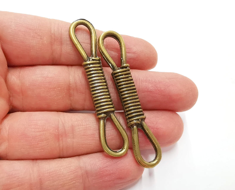2 Bales of Rope Charms Connector Antique Bronze Plated Charms (60x12mm) G21224
