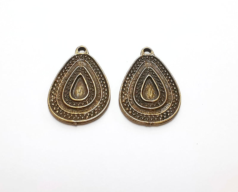 4 Teardrop Charm Antique Bronze Plated Charm (33x22mm) G21235
