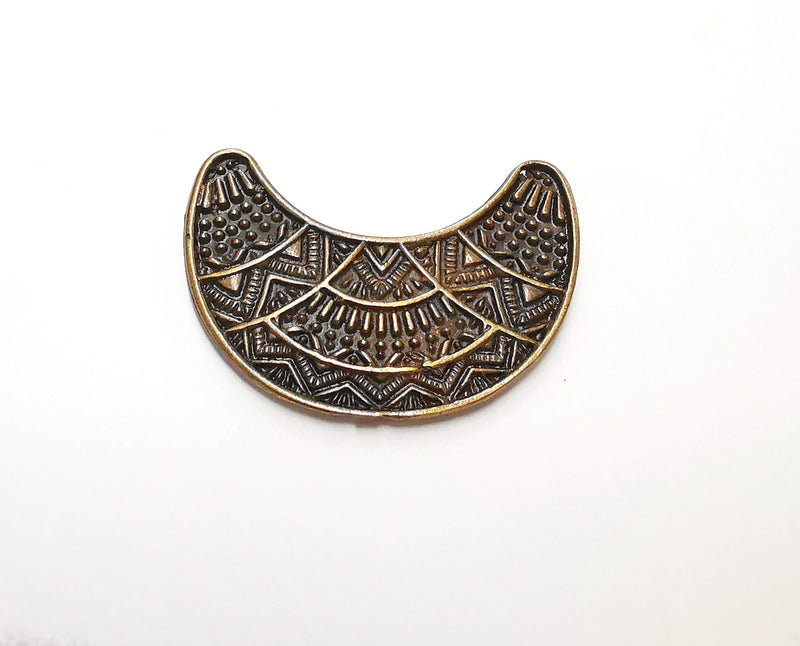 2 Crescent Charms Connector Antique Bronze Plated Charms (45x32mm)  G21239