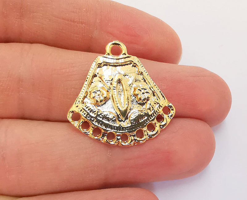 2 Gold Charms Connector Shiny Gold Plated Charms (28x27mm)  G20878
