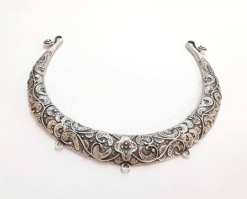 Flowers Pendant Extra Large Antique Silver Plated Pendant Collar Pendant Tribal Pendant Ethnic Pendant (145mm)  G20890
