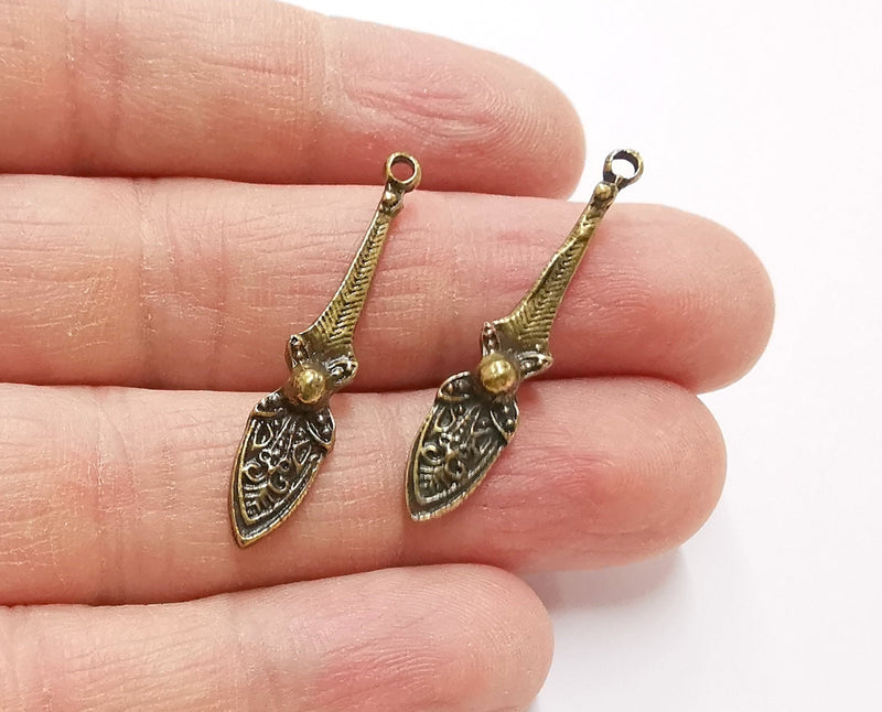 4 Antique Bronze Charms Double Sided (Both Side Same) Antique Bronze Plated Charms (37x7mm)  G21240