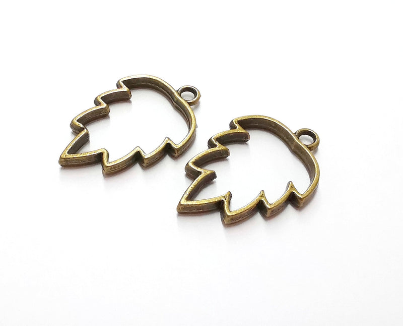 4 Pine Charms Bezel Antique Bronze Plated Charms (34x23mm) G21243