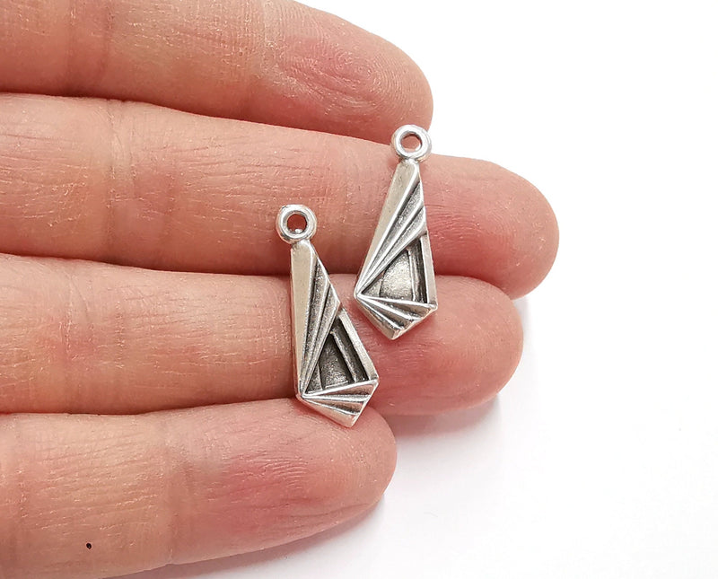 10 Silver Charms Antique Silver Plated Charms (26x10mm)  G21249