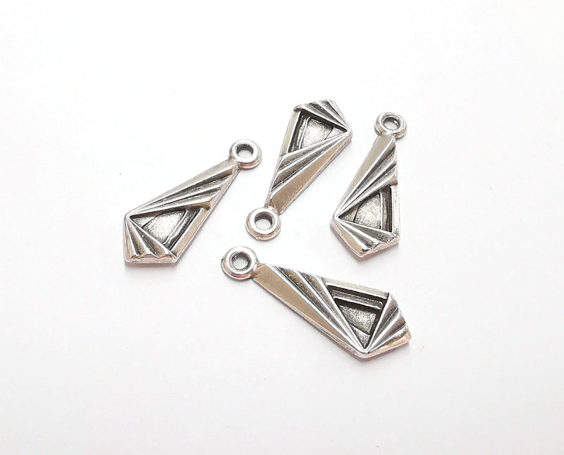 10 Silver Charms Antique Silver Plated Charms (26x10mm)  G21249