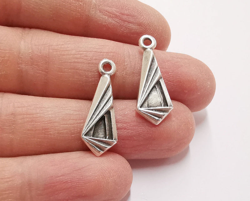10 Silver Charms Antique Silver Plated Charms (26x10mm)  G21249