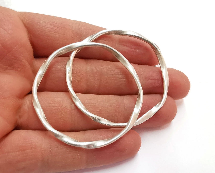 2 Silver Circle Findings Antique Silver Plated Circle (52 mm)  G20898