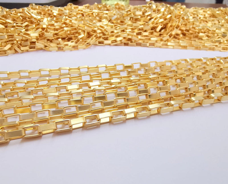 Gold Plated Box Chain 1 Meter - 3.3 Feet  (7x4.4 mm)  G21253