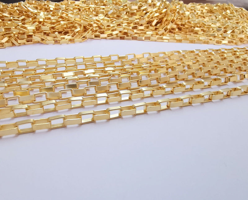 Gold Plated Box Chain 1 Meter - 3.3 Feet  (7x4.4 mm)  G21253