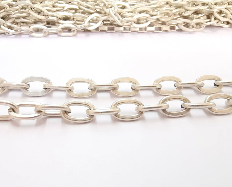 Antique Silver Large Cable Chain 1 Meter - 3.3 Feet  (13.5x8.8 mm) Antique Silver Plated Cable Chain G21256