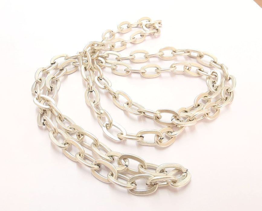Antique Silver Large Cable Chain 1 Meter - 3.3 Feet  (13.5x8.8 mm) Antique Silver Plated Cable Chain G21256