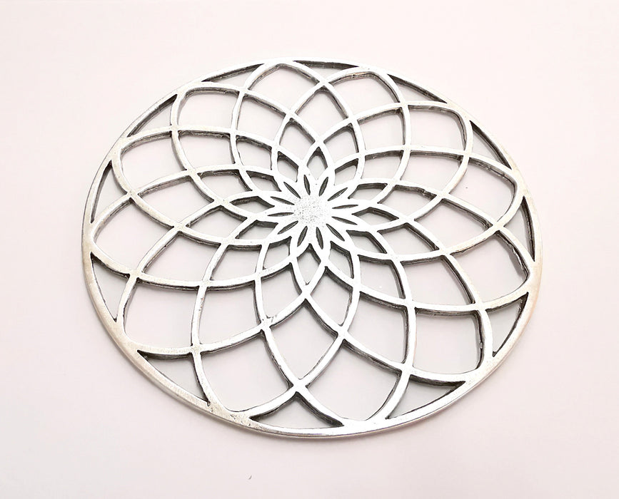 Flower Big Circle Findings Antique Silver Plated Findings (125mm)  G20902