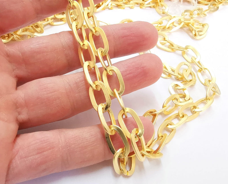 Gold Plated Cable Large Chain 1 Meter - 3.3 Feet  (15.5x9.2 mm)  G21258