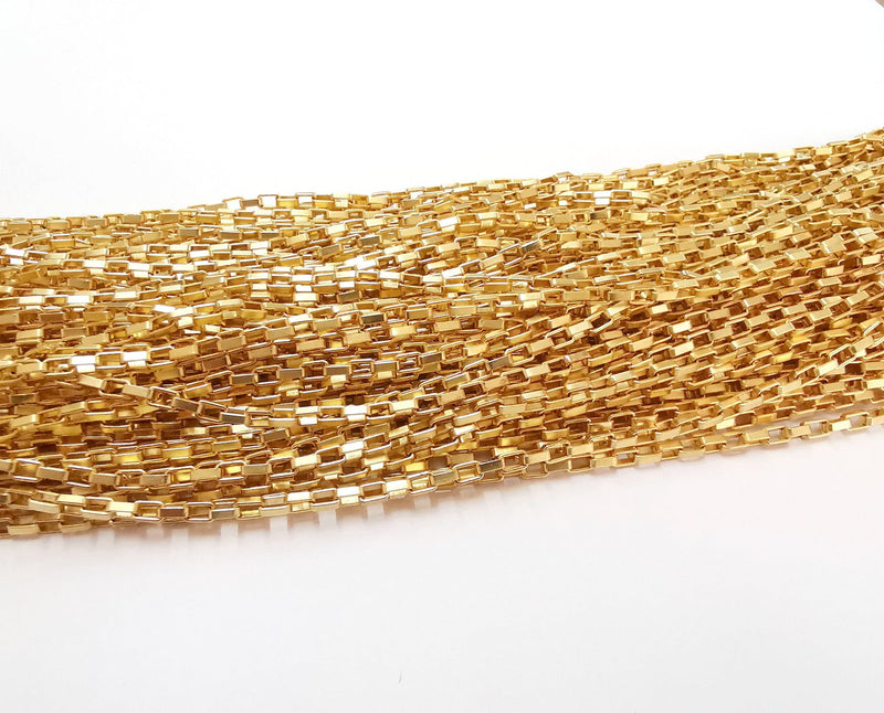 Gold Plated Box Chain 1 Meter - 3.3 Feet  (4.7x3 mm)  G21260