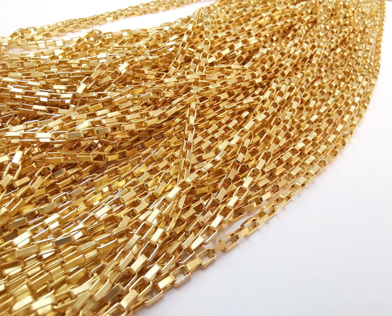 Gold Plated Box Chain 1 Meter - 3.3 Feet  (4.7x3 mm)  G21260