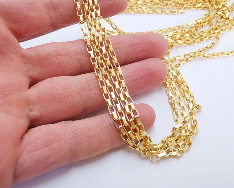 Gold Plated Box Chain 1 Meter - 3.3 Feet  (4.7x3 mm)  G21260