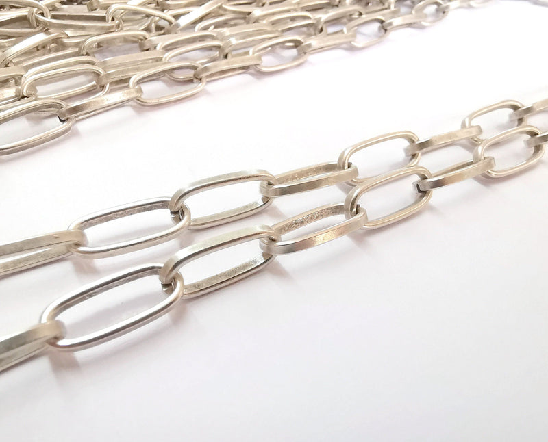 Antique Silver Large Cable Chain 1 Meter - 3.3 Feet  (19x8.5 mm) Antique Silver Plated Cable Chain G22074