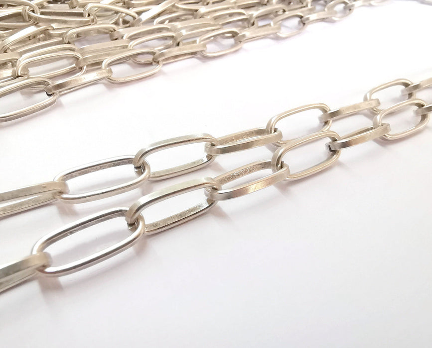 Antique Silver Large Cable Chain 1 Meter - 3.3 Feet  (19x8.5 mm) Antique Silver Plated Cable Chain G22074