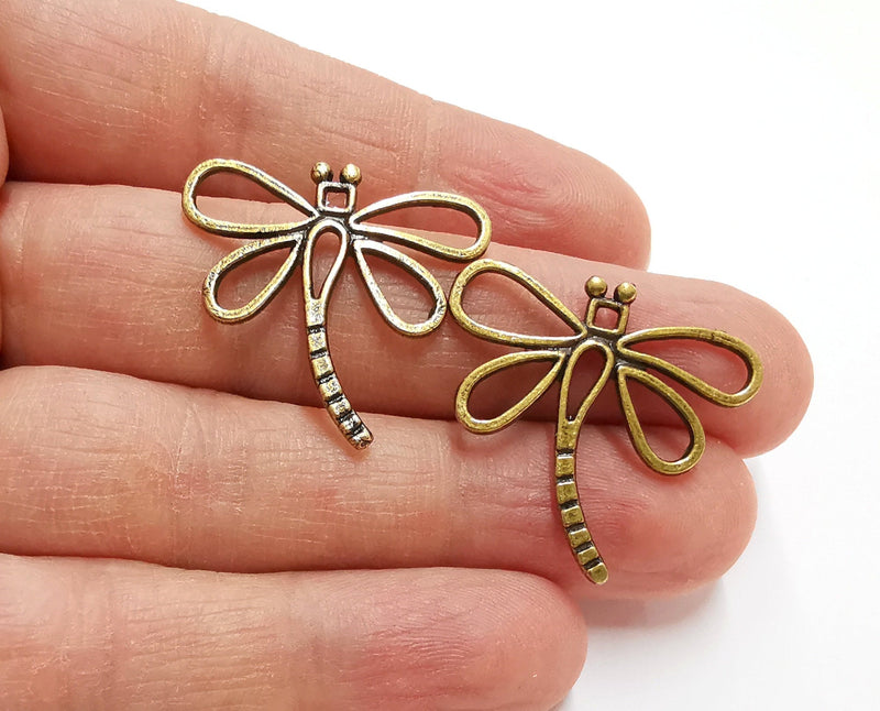 4 Dragonfly Charms Antique Bronze Plated Charms (29x28mm)  G21268