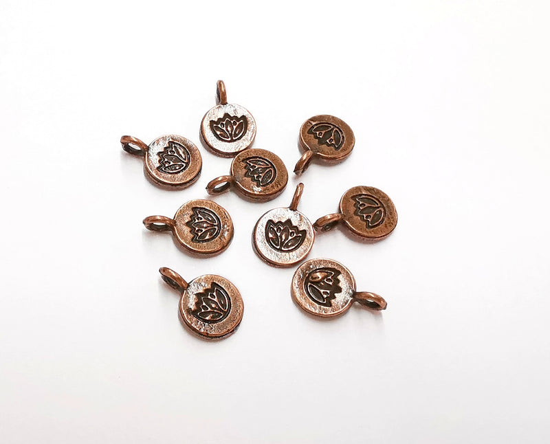 10 Lotus Charms Flower Charms Antique Copper Plated Charm (15x10mm) G21269