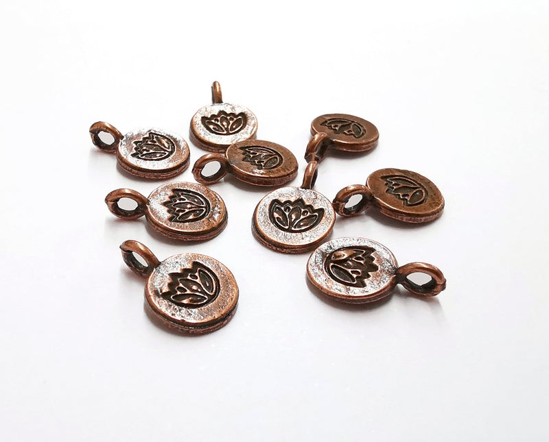 10 Lotus Charms Flower Charms Antique Copper Plated Charm (15x10mm) G21269