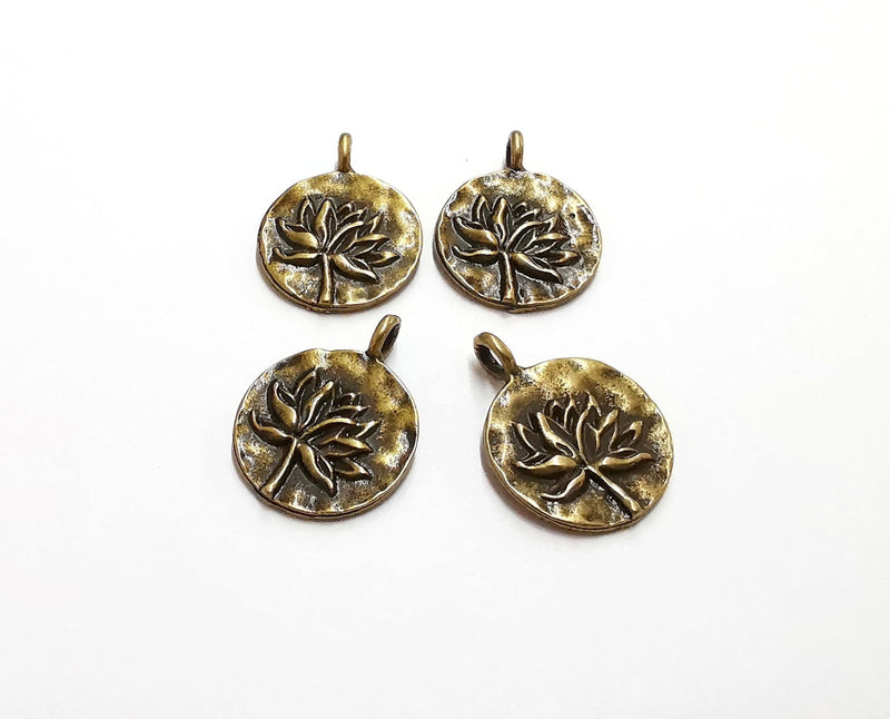 10 Lotus Charms Flower Charms Antique Bronze Plated Charms (21x16mm)  G21279