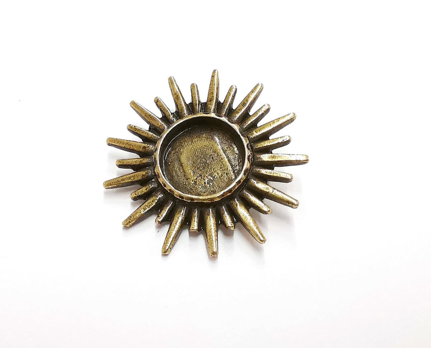 Sun Brooch Holders Pin Brooch Blanks Brooch Bezel Antique Bronze Plated Brooch Pin Findings  (16mm Bezel size)  G21304