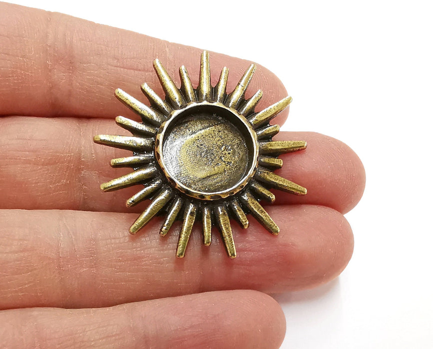 Sun Brooch Holders Pin Brooch Blanks Brooch Bezel Antique Bronze Plated Brooch Pin Findings  (16mm Bezel size)  G21304