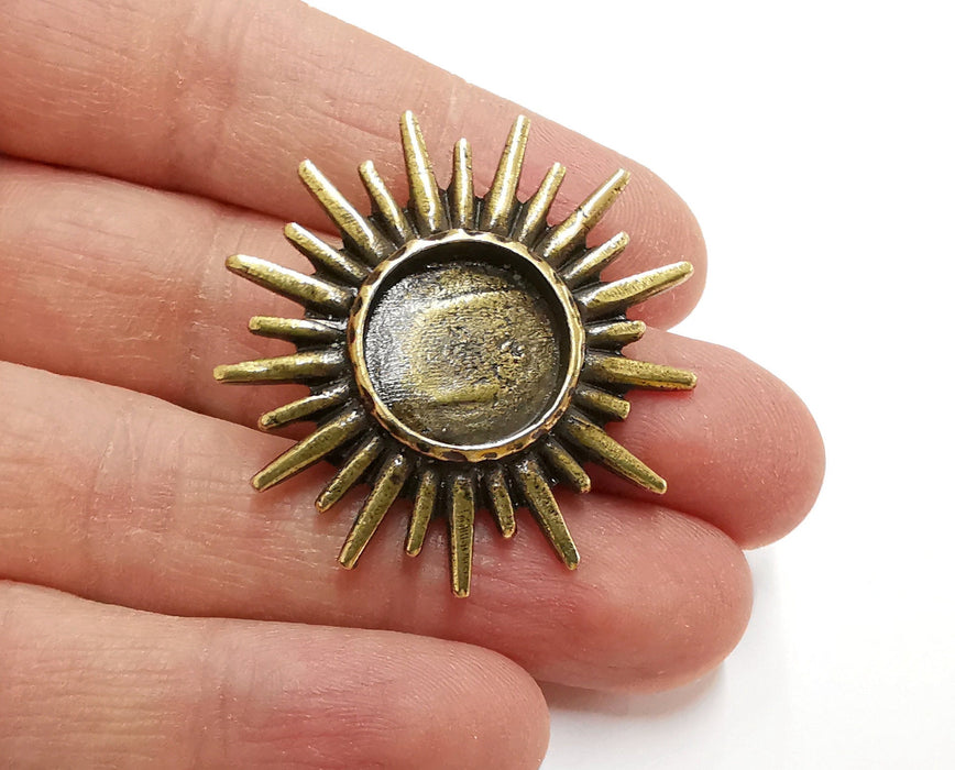 Sun Brooch Holders Pin Brooch Blanks Brooch Bezel Antique Bronze Plated Brooch Pin Findings  (16mm Bezel size)  G21304