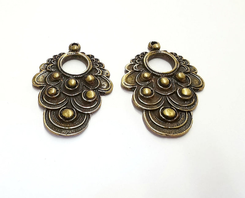 2 Antique Bronze Charms Antique Bronze Plated Charms (49x34mm)  G20923