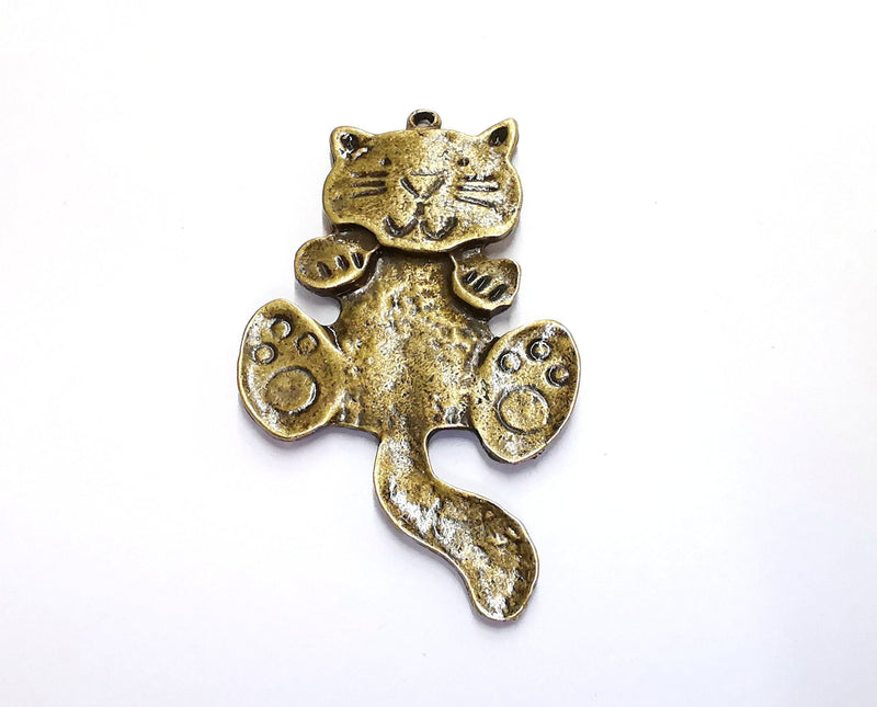 Cat Charms Antique Bronze Plated Charms (61x36mm)  G20925