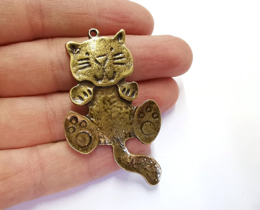 Cat Charms Antique Bronze Plated Charms (61x36mm)  G20925