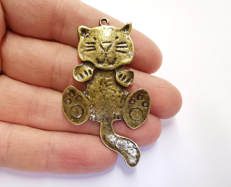 Cat Charms Antique Bronze Plated Charms (61x36mm)  G20925