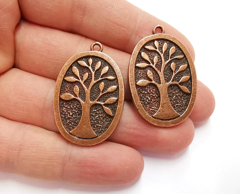 2 Tree Charms Antique Copper Plated Charms (38x25mm)  G20934