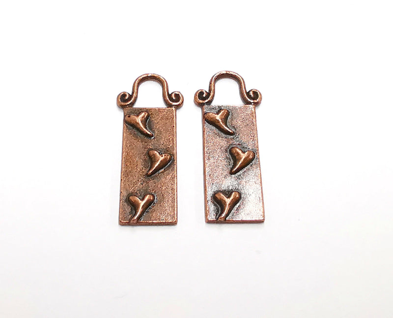 4 Copper Charms Antique Copper Plated Charms (31x13mm)  G21309
