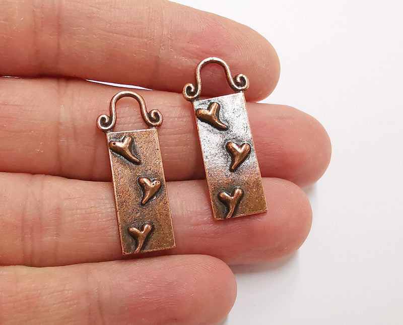 4 Copper Charms Antique Copper Plated Charms (31x13mm)  G21309