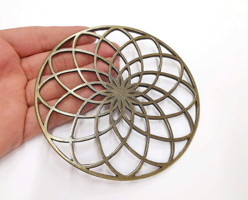 Flower Big Circle Findings Antique Bronze Plated Findings (125mm)  G21310