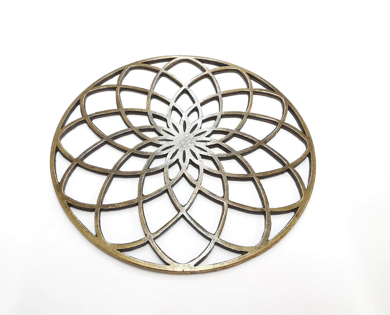 Flower Big Circle Findings Antique Bronze Plated Findings (125mm)  G21310