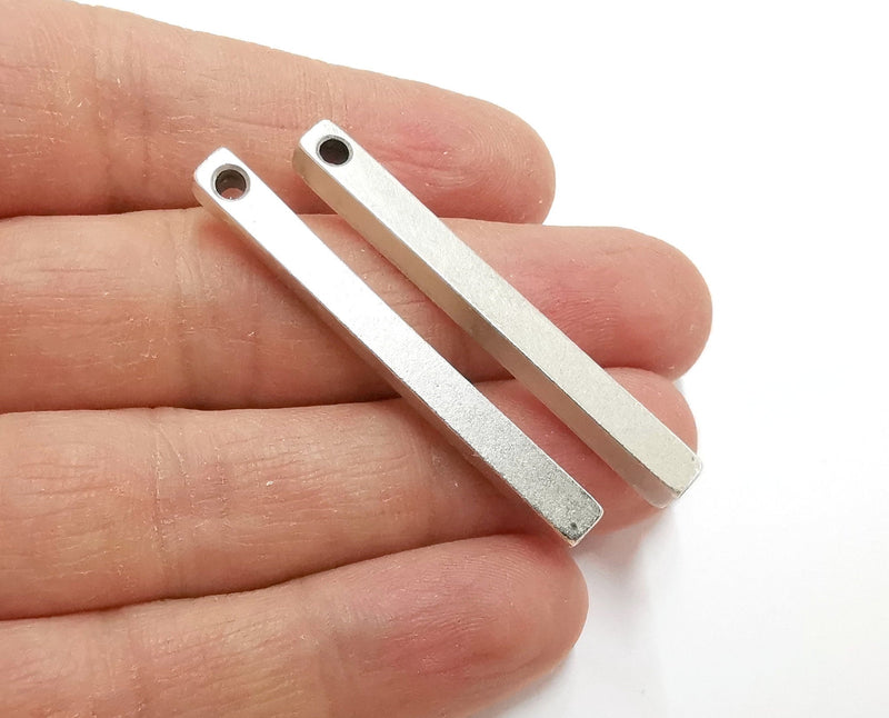 2 Rectangle Pendant Antique Silver Plated Pendant (50x5mm)  G21314