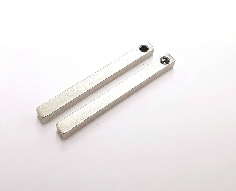 2 Rectangle Pendant Antique Silver Plated Pendant (50x5mm)  G21314