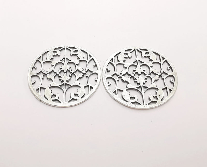 2 Circle Findings Antique Silver Plated Findings (36x35mm)  G21315