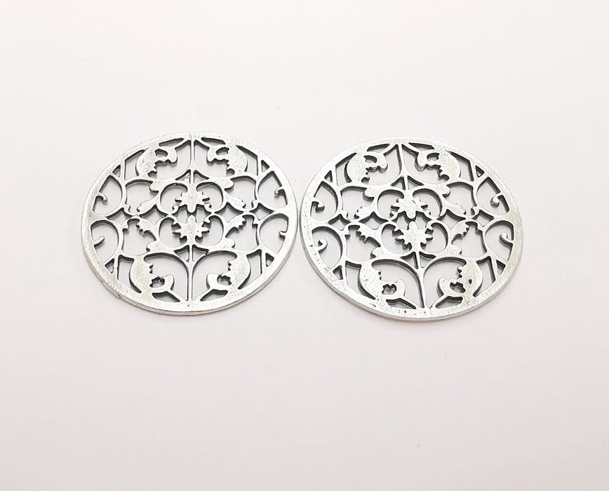 2 Circle Findings Antique Silver Plated Findings (36x35mm)  G21315