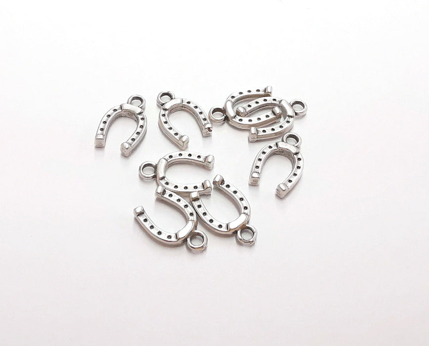 20 Horseshoe Charms Antique Silver Plated Charms (14x9mm)  G21316