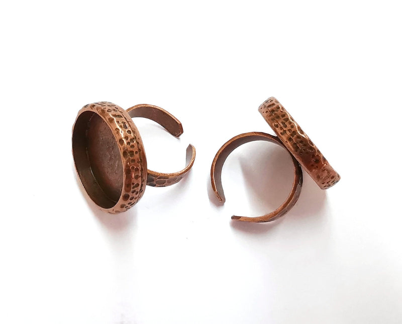 Copper Ring Blank Setting Cabochon Base inlay Ring Backs Mounting Adjustable Ring Base Bezel (20mm blank) Antique Copper Plated G20949